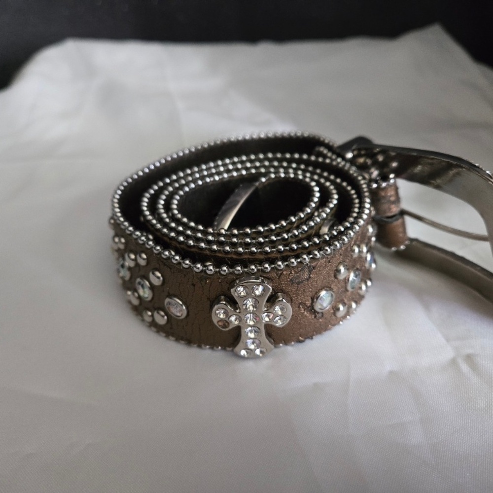 Brown Rhinestone Belt - Size Medium